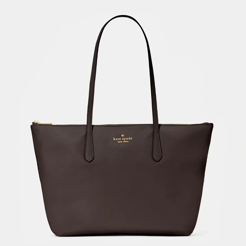 ♠️Kate Spade New York Kitt KSNYL Nylon Medium Tote Bag, Hot Fudge Brown NWT